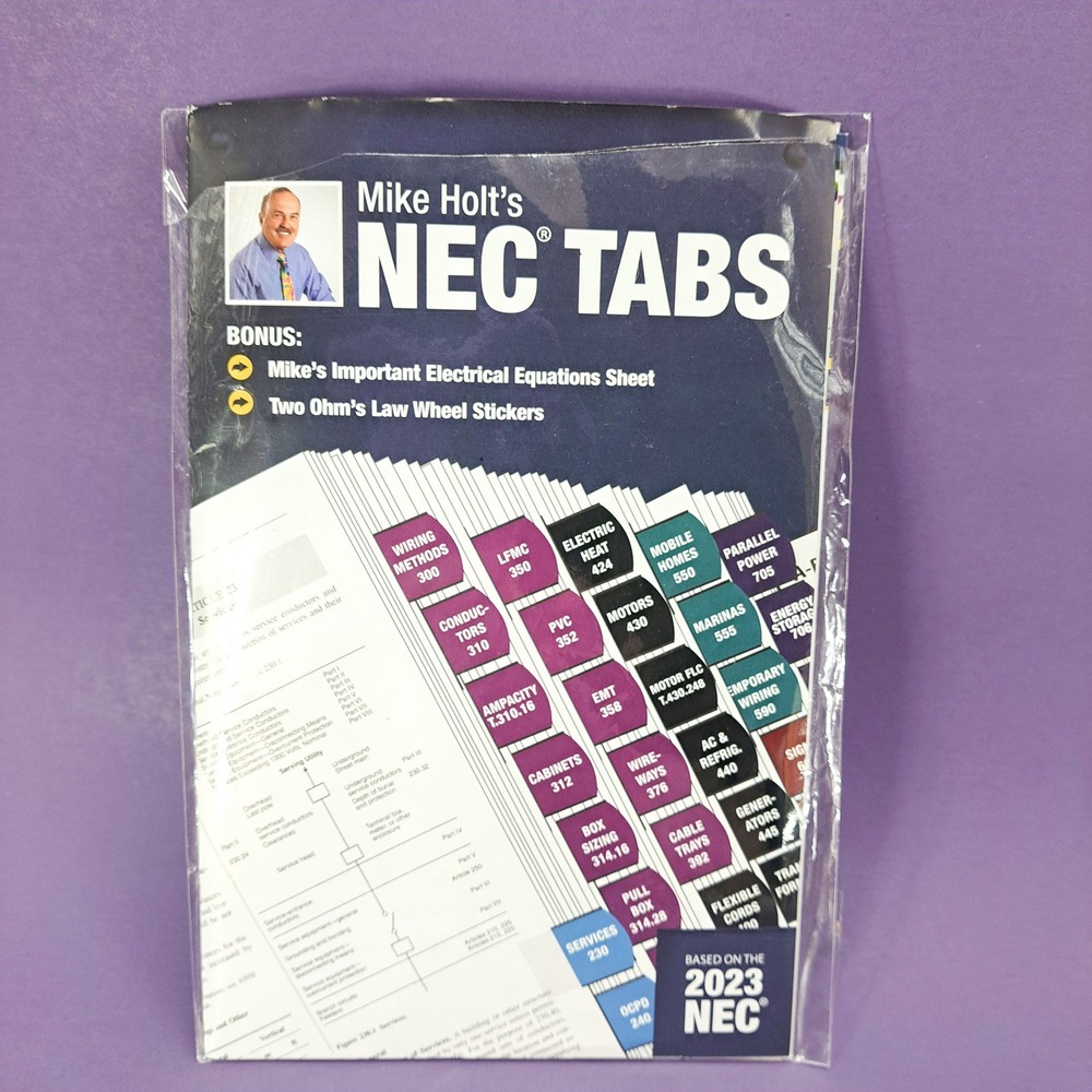 Mike Holt's NEC Tabs 2023 National Electrical Code Book Tabs Bonus Equations